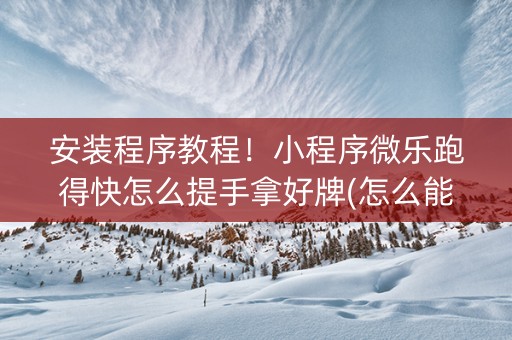 安装程序教程！小程序微乐跑得快怎么提手拿好牌(怎么能调好牌)
