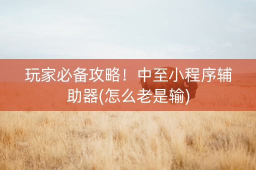 玩家必备攻略！中至小程序辅助器(怎么老是输)
