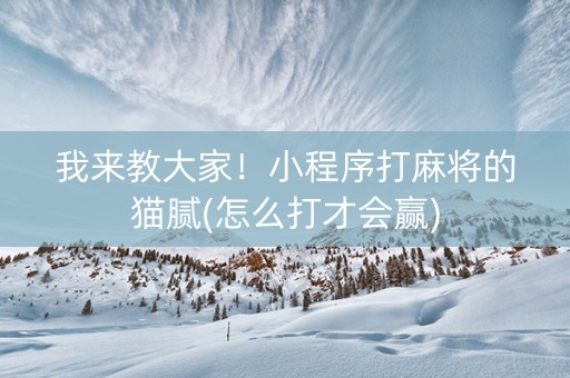 我来教大家！小程序打麻将的猫腻(怎么打才会赢)