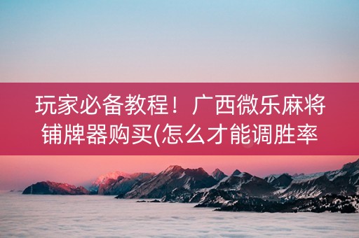 玩家必备教程！广西微乐麻将铺牌器购买(怎么才能调胜率)