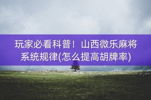 玩家必看科普！山西微乐麻将系统规律(怎么提高胡牌率)