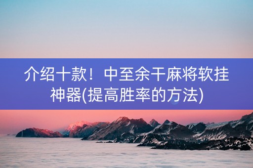 介绍十款！中至余干麻将软挂神器(提高胜率的方法)