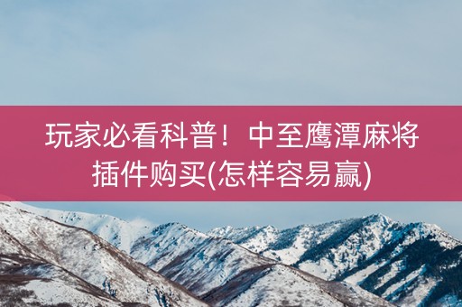 玩家必看科普！中至鹰潭麻将插件购买(怎样容易赢)