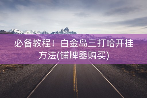 必备教程！白金岛三打哈开挂方法(铺牌器购买)