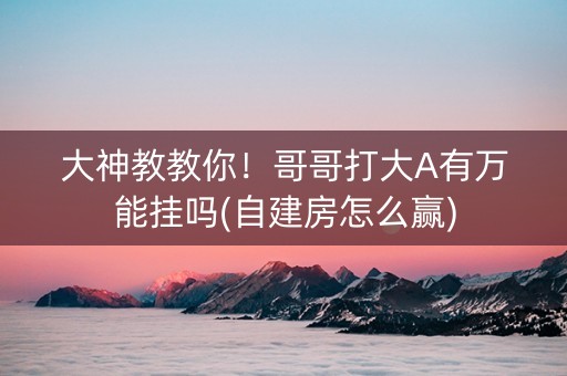 大神教教你！哥哥打大A有万能挂吗(自建房怎么赢)