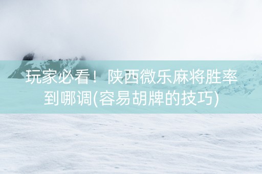 玩家必看！陕西微乐麻将胜率到哪调(容易胡牌的技巧)