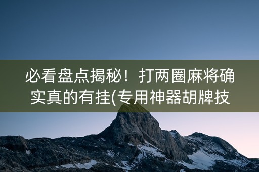 必看盘点揭秘！打两圈麻将确实真的有挂(专用神器胡牌技巧)