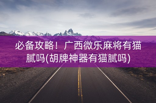 必备攻略！广西微乐麻将有猫腻吗(胡牌神器有猫腻吗)