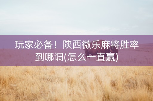 玩家必备！陕西微乐麻将胜率到哪调(怎么一直赢)