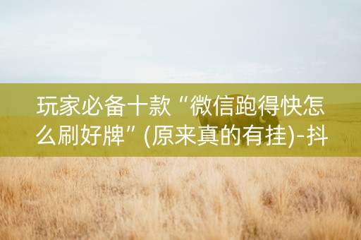 玩家必备十款“微信跑得快怎么刷好牌”(原来真的有挂)-抖音