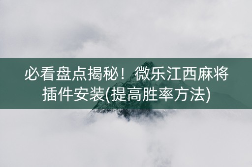 必看盘点揭秘！微乐江西麻将插件安装(提高胜率方法)
