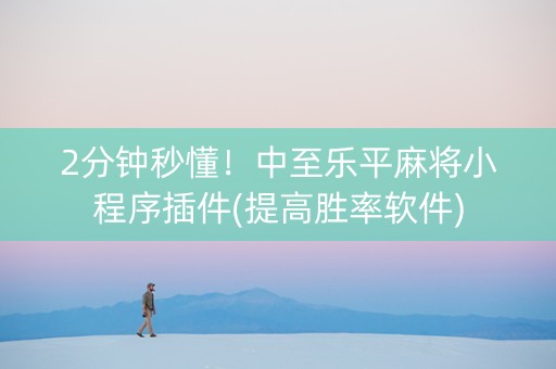2分钟秒懂！中至乐平麻将小程序插件(提高胜率软件)