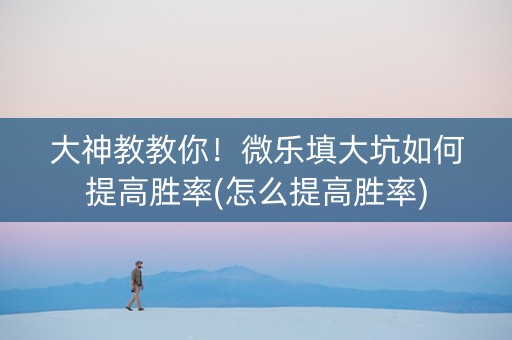 大神教教你！微乐填大坑如何提高胜率(怎么提高胜率)