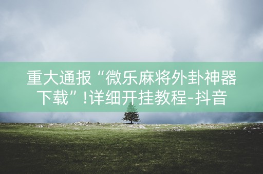 重大通报“微乐麻将外卦神器下载”!详细开挂教程-抖音