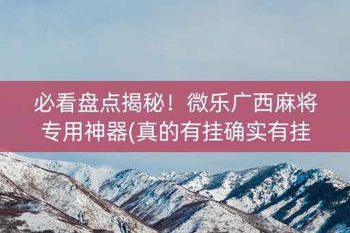 必看盘点揭秘！微乐广西麻将专用神器(真的有挂确实有挂)