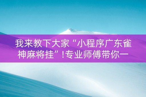 我来教下大家“小程序广东雀神麻将挂”!专业师傅带你一起了解（详细教程）-抖音