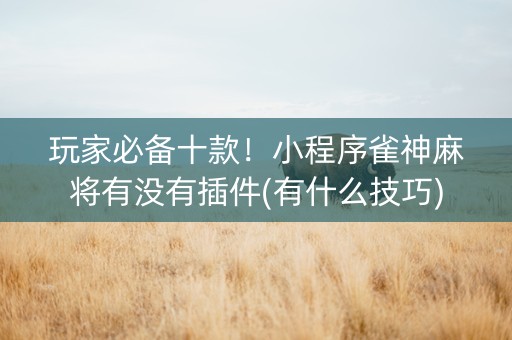 玩家必备十款！小程序雀神麻将有没有插件(有什么技巧)