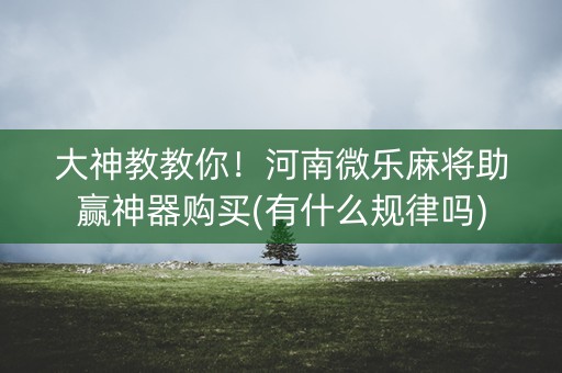大神教教你！河南微乐麻将助赢神器购买(有什么规律吗)