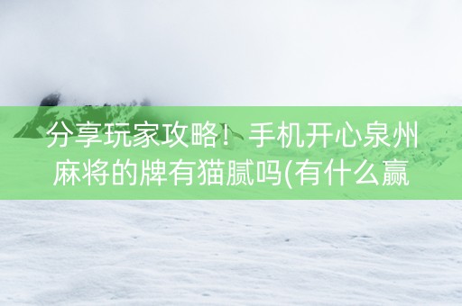 分享玩家攻略！手机开心泉州麻将的牌有猫腻吗(有什么赢的技巧)