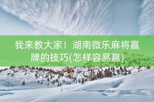 我来教大家！湖南微乐麻将赢牌的技巧(怎样容易赢)