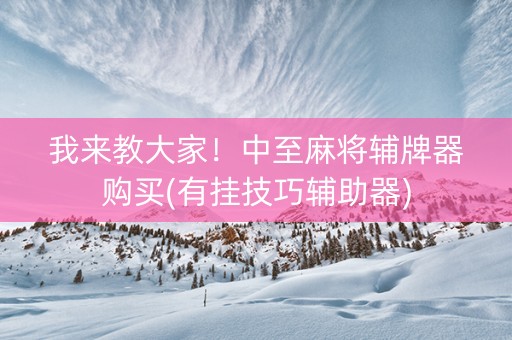 我来教大家！中至麻将辅牌器购买(有挂技巧辅助器)