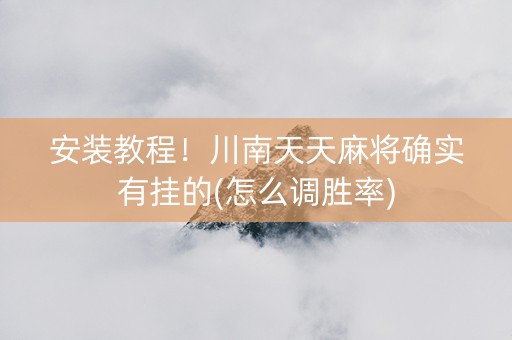 安装教程！川南天天麻将确实有挂的(怎么调胜率)