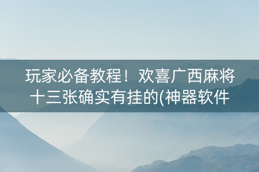 玩家必备教程！欢喜广西麻将十三张确实有挂的(神器软件)