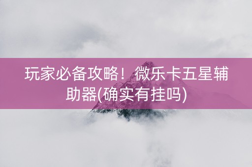 玩家必备攻略！微乐卡五星辅助器(确实有挂吗)