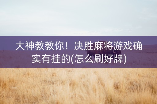 大神教教你！决胜麻将游戏确实有挂的(怎么刷好牌)