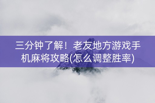 三分钟了解！老友地方游戏手机麻将攻略(怎么调整胜率)