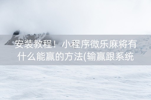 安装教程！小程序微乐麻将有什么能赢的方法(输赢跟系统有关系吗)