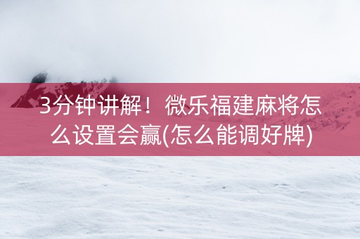 3分钟讲解！微乐福建麻将怎么设置会赢(怎么能调好牌)