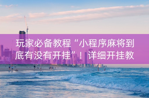 玩家必备教程“小程序麻将到底有没有开挂”！详细开挂教程（确实真的有挂)-抖音