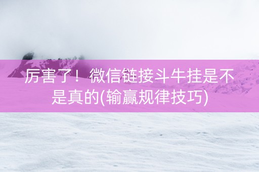 厉害了！微信链接斗牛挂是不是真的(输赢规律技巧)