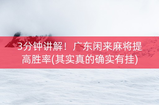 3分钟讲解！广东闲来麻将提高胜率(其实真的确实有挂)