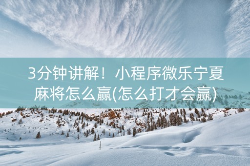 3分钟讲解！小程序微乐宁夏麻将怎么赢(怎么打才会赢)