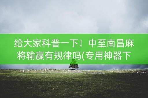 给大家科普一下！中至南昌麻将输赢有规律吗(专用神器下载)