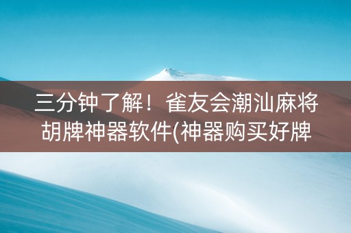 三分钟了解！雀友会潮汕麻将胡牌神器软件(神器购买好牌规律)