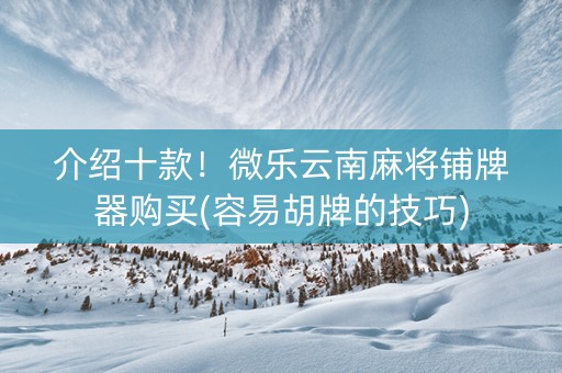 介绍十款！微乐云南麻将铺牌器购买(容易胡牌的技巧)