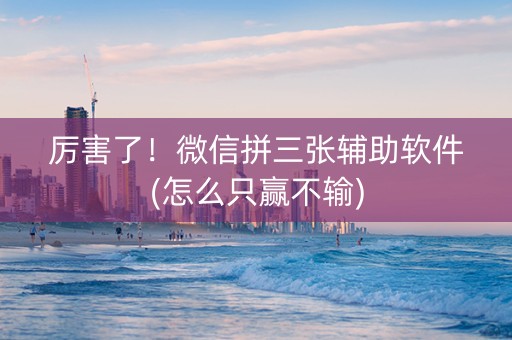 厉害了！微信拼三张辅助软件(怎么只赢不输)