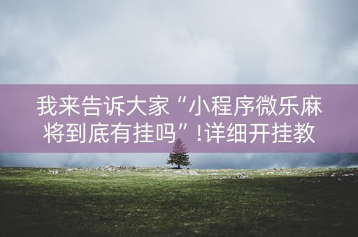 我来告诉大家“小程序微乐麻将到底有挂吗”!详细开挂教程-抖音