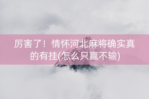 厉害了！情怀河北麻将确实真的有挂(怎么只赢不输)