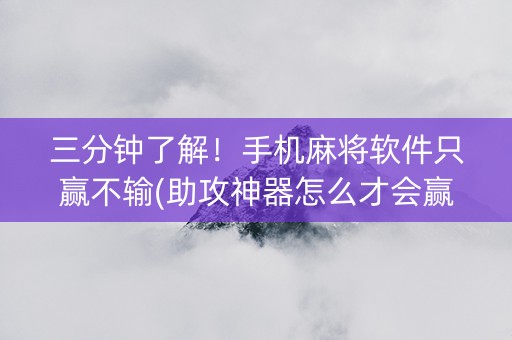 三分钟了解！手机麻将软件只赢不输(助攻神器怎么才会赢)
