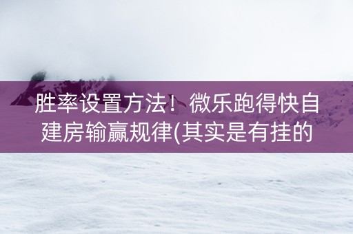 胜率设置方法！微乐跑得快自建房输赢规律(其实是有挂的)