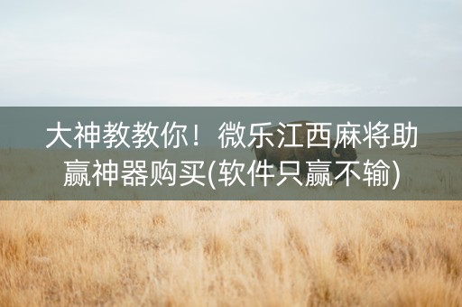 大神教教你！微乐江西麻将助赢神器购买(软件只赢不输)