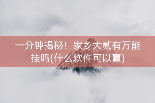 一分钟揭秘！家乡大贰有万能挂吗(什么软件可以赢)