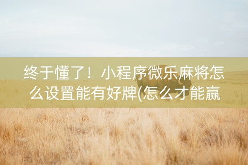终于懂了！小程序微乐麻将怎么设置能有好牌(怎么才能赢)