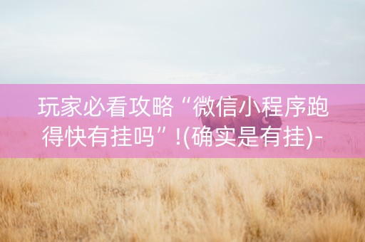 玩家必看攻略“微信小程序跑得快有挂吗”!(确实是有挂)-抖音