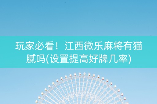 玩家必看！江西微乐麻将有猫腻吗(设置提高好牌几率)