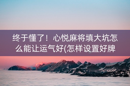 终于懂了！心悦麻将填大坑怎么能让运气好(怎样设置好牌)